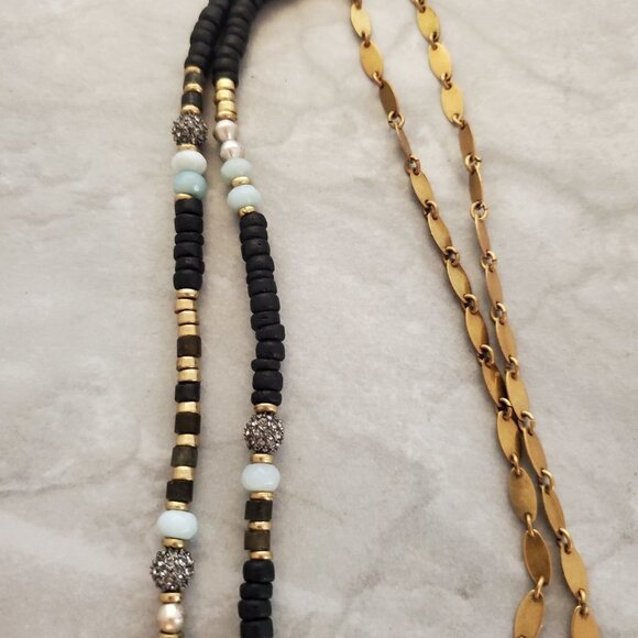 ✨ Stella and Dot Labradorite Artisan Druzy Beaded Stone Pave Rhinestone Pendant - Picture 13 of 16